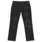 GOOUNIES Black Patchwork Distressed Jeans, front view on transparent background