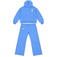 Front of the blue GOOUNIES Flair Set with white face details on the hoodie and pants patches.