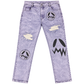 GOOUNIES Lavender Acid Wash Patchwork Distressed Jeans, front view on transparent background