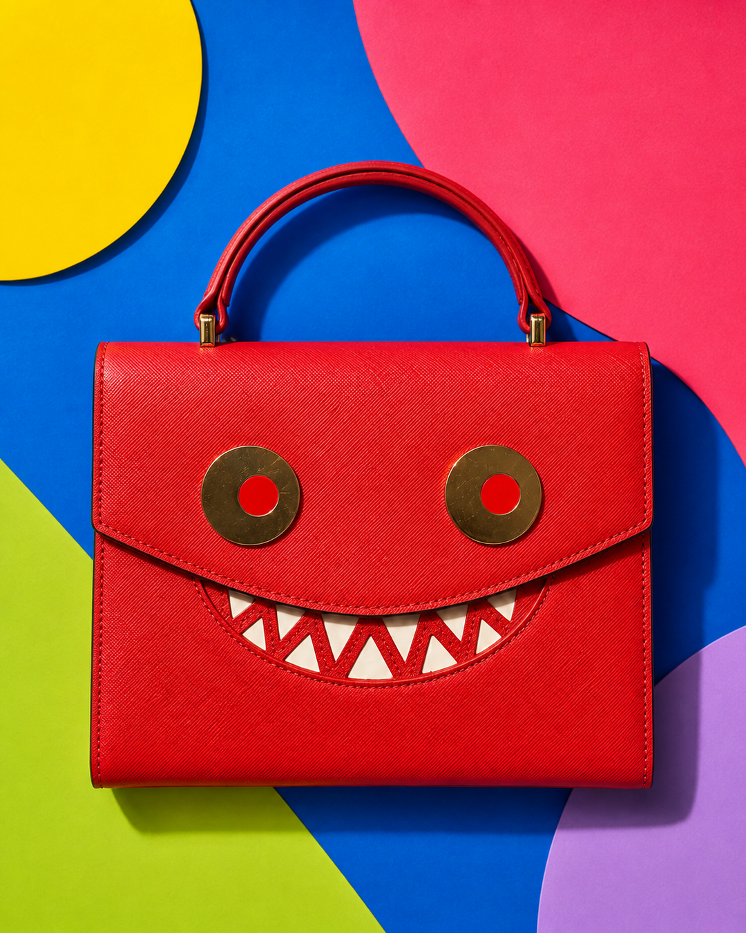 GOOUNIES red statement bag colorful flat lay