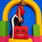Model carrying the GOOUNIES red statement bag