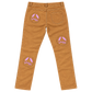 GOOUNIES Tan Patchwork Distressed Jeans, back view on transparent background