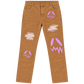 GOOUNIES Tan Patchwork Distressed Jeans, front view on transparent background